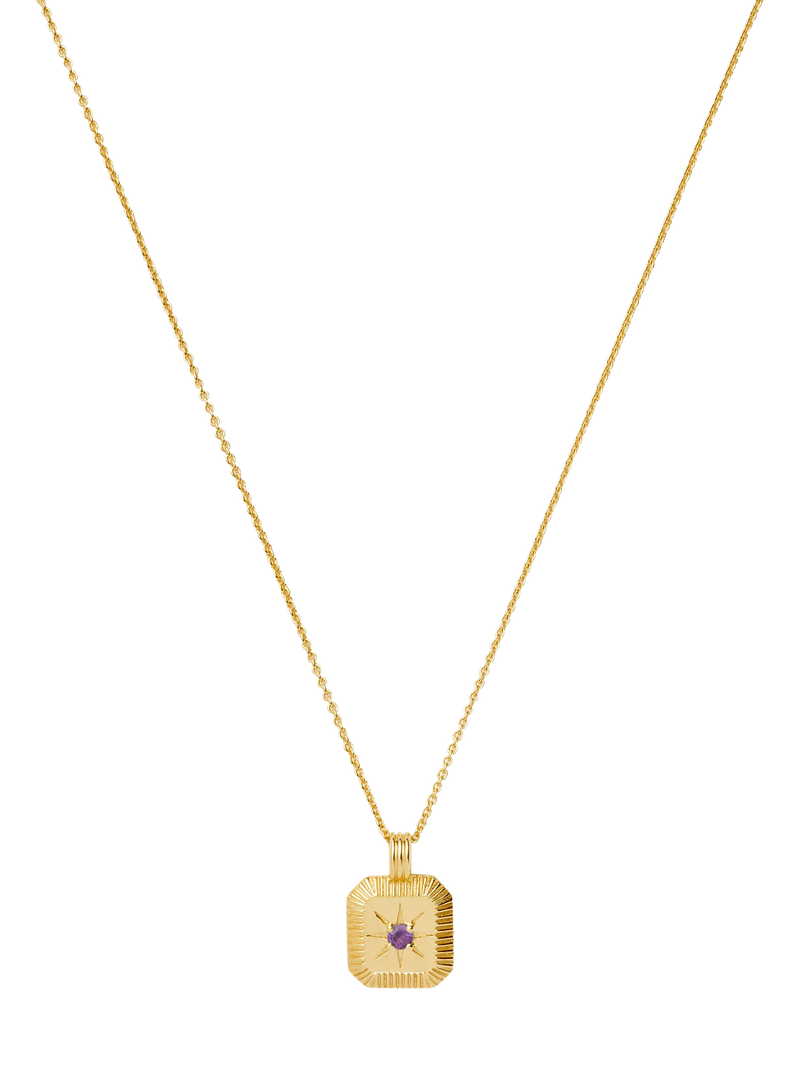 Missoma Amethyst Birthstone Ridged Pendant Necklace