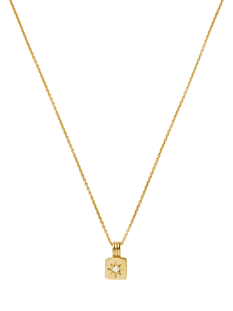 Missoma gold birthstone pendant necklace cubic zirconia (British brand)