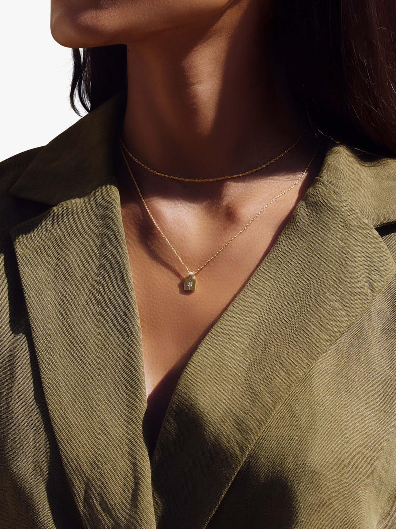 Missoma gold birthstone pendant necklace cubic zirconia (British brand)