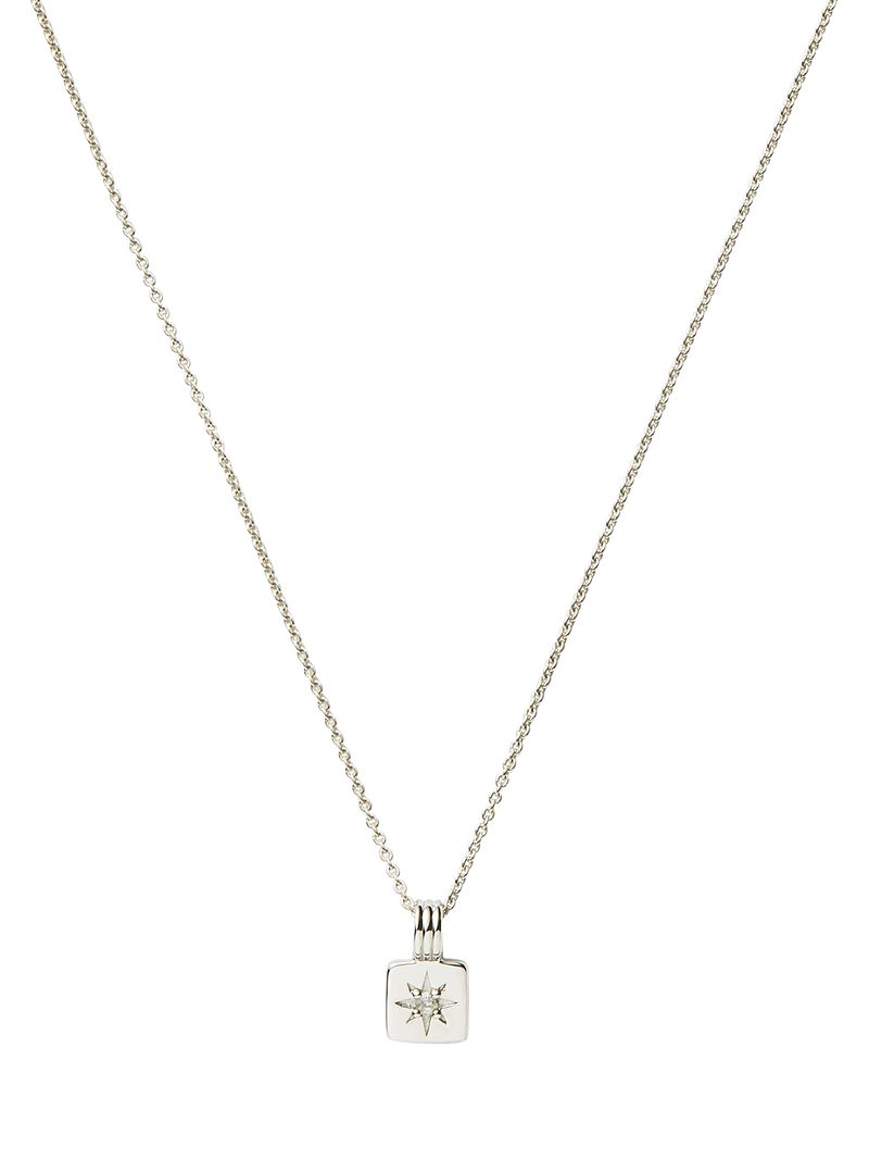 Missoma silver birthstone ridged pendant necklace, imported from the UK