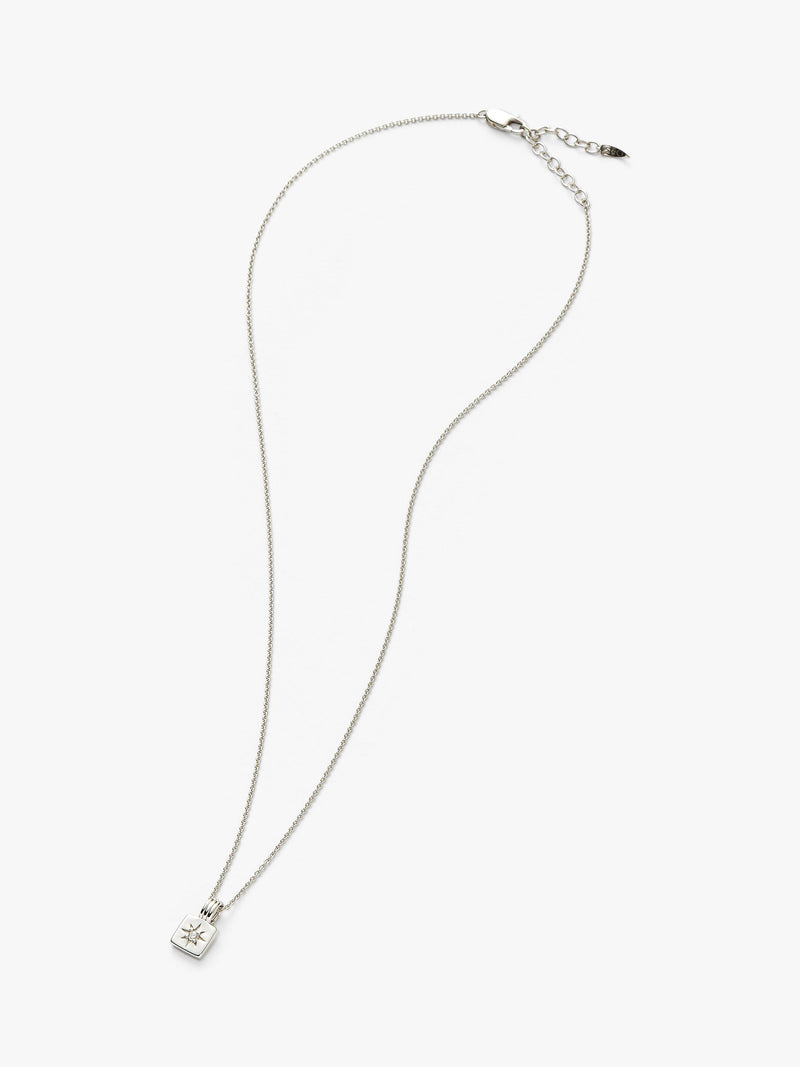 Missoma silver birthstone ridged pendant necklace, imported from the UK
