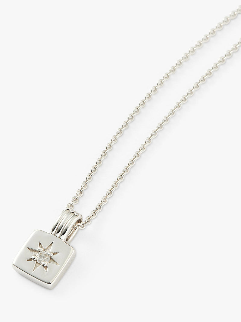Missoma silver birthstone ridged pendant necklace, imported from the UK