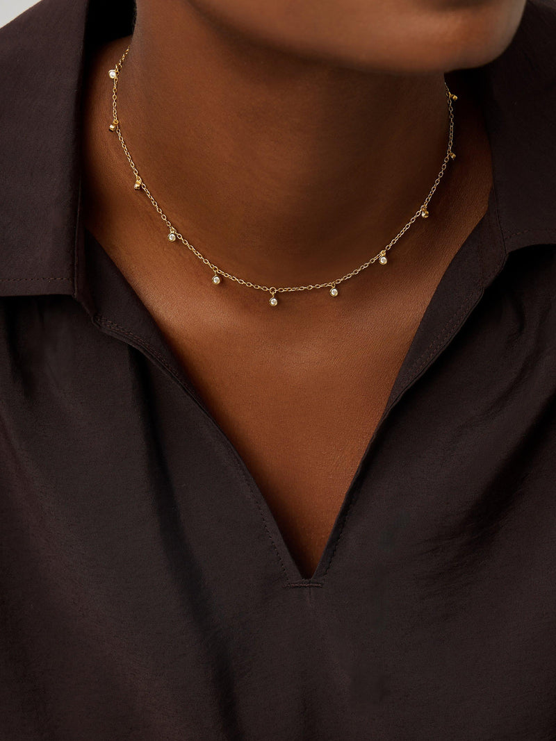 Missoma crystal drop choker necklace in gold 38cm (British brand)