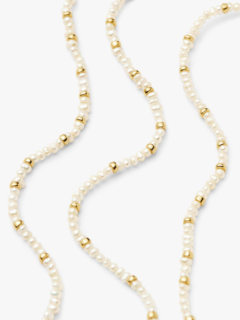 Missoma beaded necklace gold pearl 45cm, imported from the UK