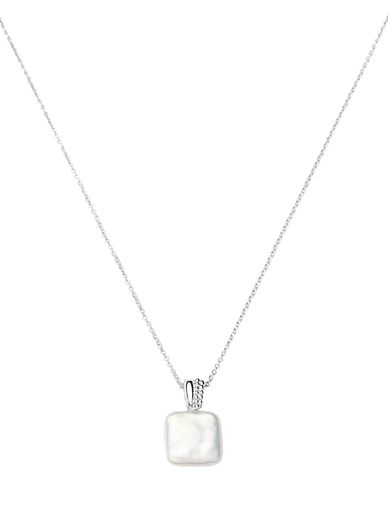 Missoma square pearl baya pendant necklace silver (British brand)