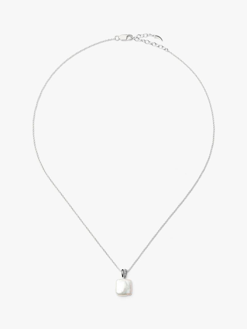 Missoma square pearl baya pendant necklace silver (British brand)