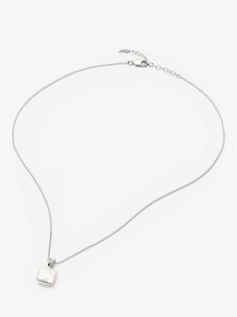 Missoma square pearl baya pendant necklace silver (British brand)
