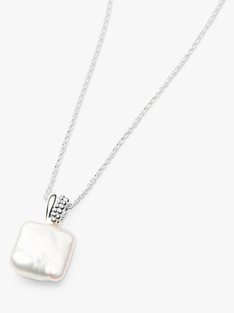 Missoma square pearl baya pendant necklace silver (British brand)