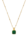 Missoma square malachite pendant necklace gold 45cm chain (British brand)