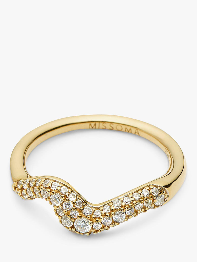 Missoma gold vermeil stacking ring with cubic zirconia, imported from the UK