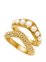 John Lewis Missoma Baya Textured Pearl Stacking Ring Set Pack of 2 Gold- Buy online at McGrocer