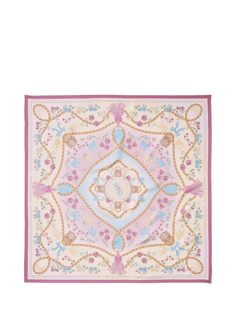 Aspinal of London silk scarf Mayfair rose 90x90cm, imported from the UK