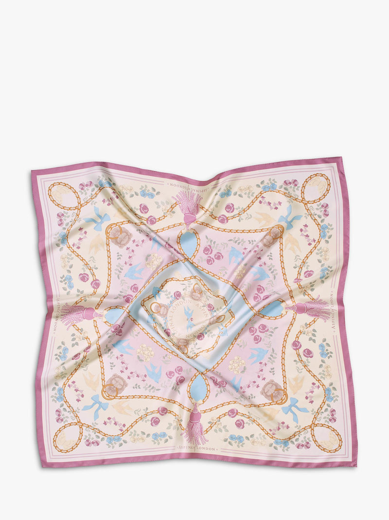Aspinal of London silk scarf Mayfair rose 90x90cm, imported from the UK