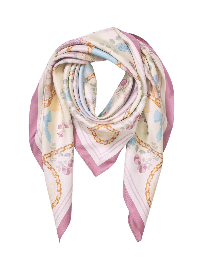 Aspinal of London silk scarf Mayfair rose 90x90cm, imported from the UK