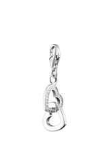 John Lewis THOMAS SABO Double Crystal Heart Charm, Silver- Buy online at McGrocer
