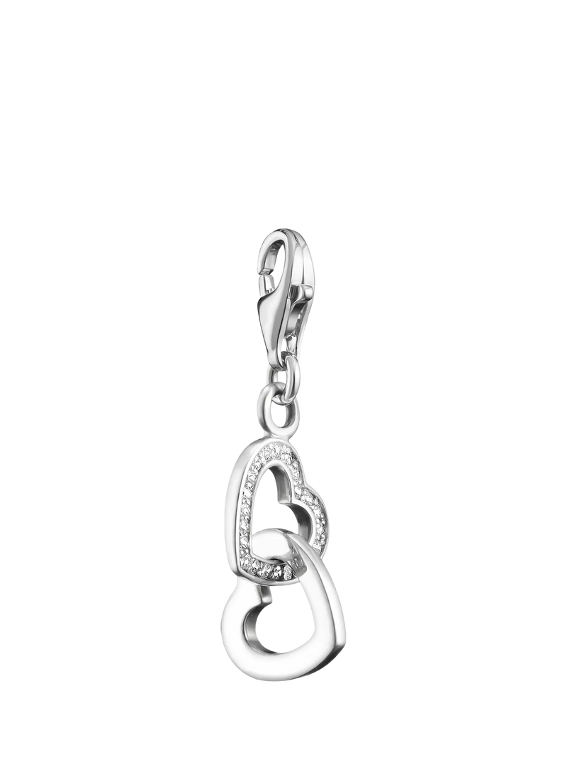 THOMAS SABO double heart crystal charm in silver - British product