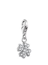 John Lewis THOMAS SABO Crystal Clover Charm, Silver- Buy online at McGrocer