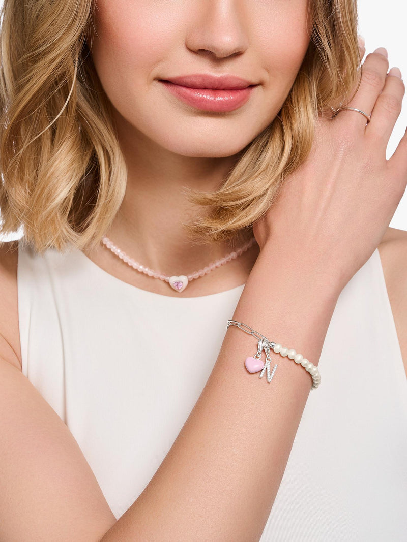 Thomas Sabo pink enamel heart charm (British brand)
