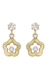 John Lewis IBB 9ct Yellow Gold Cubic Zirconia Flower Drop Earrings- Buy online at McGrocer