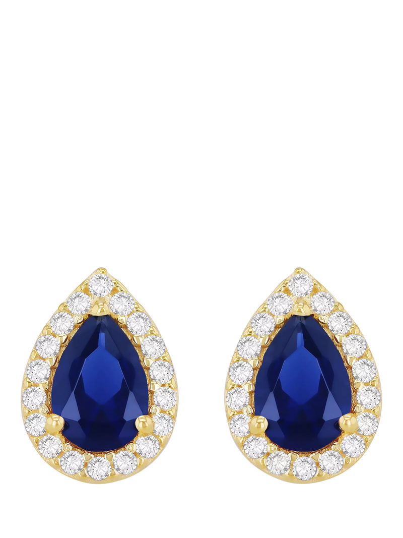 IBB blue cubic zirconia pear stud earrings (British brand)