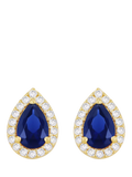 IBB blue cubic zirconia pear stud earrings (British brand)