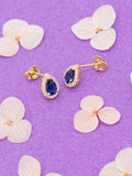 IBB blue cubic zirconia pear stud earrings (British brand)