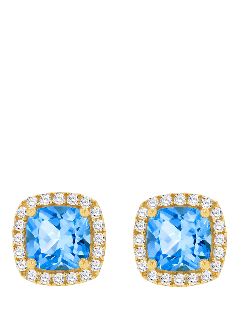 IBB blue topaz cubic zirconia square stud earrings 6mm (British brand)