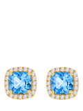 IBB blue topaz cubic zirconia square stud earrings 6mm (British brand)