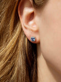 IBB blue topaz cubic zirconia square stud earrings 6mm (British brand)