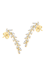 John Lewis IBB 9ct Yellow Gold Crystal Leaf Drop Earrings- Buy online at McGrocer
