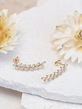 IBB 9ct yellow gold crystal leaf drop earrings - British product