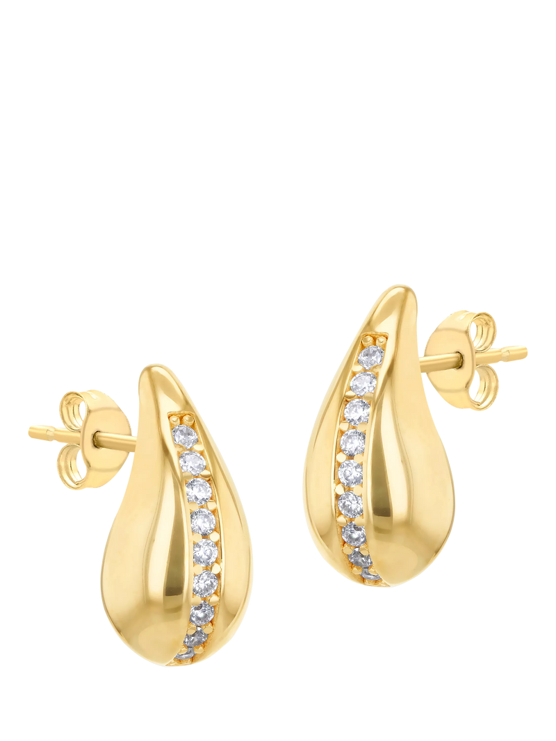IBB 9ct gold teardrop stud earrings with cubic zirconia, UK version