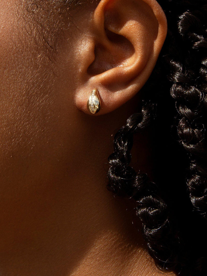 IBB 9ct gold teardrop stud earrings with cubic zirconia, UK version