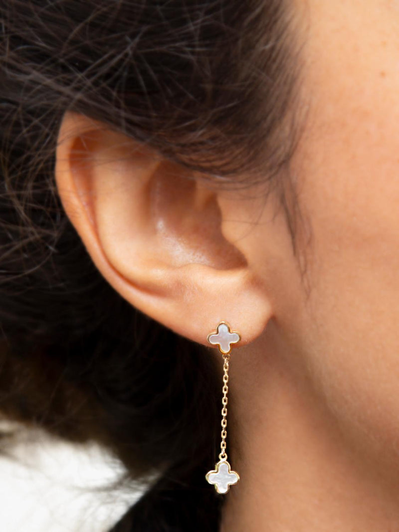 IBB earrings clover drop stud 9ct - British product