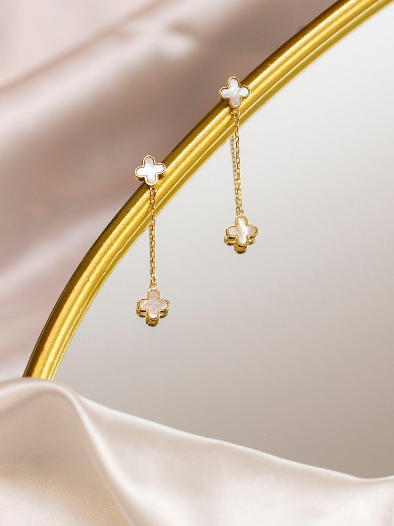 IBB earrings clover drop stud 9ct - British product
