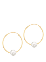 John Lewis IBB 9ct Yellow Gold Pearl Slim Sleeper Hoop Earrings- Buy online at McGrocer
