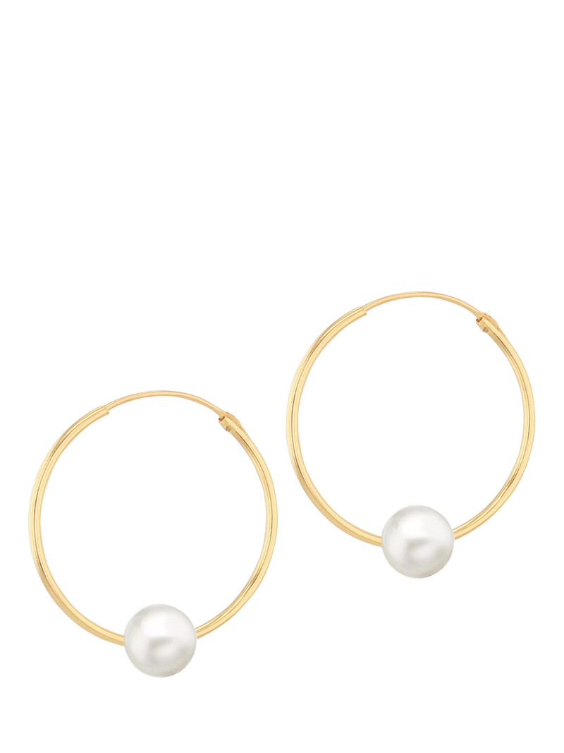 IBB 9ct yellow gold freshwater pearl hoop earrings, UK version
