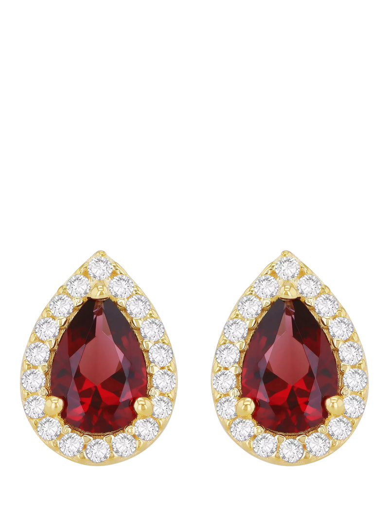 IBB 9ct yellow gold pear stud earrings with cubic zirconia (British brand)