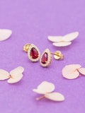 IBB 9ct yellow gold pear stud earrings with cubic zirconia (British brand)