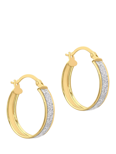 John Lewis IBB 9ct Yellow Gold Stardust Creole Hoop Earrings- Buy online at McGrocer