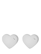 John Lewis IBB Sterling Silver Heart Stud Earrings Cubic Zirconia 9mm x 10.5mm- Buy online at McGrocer