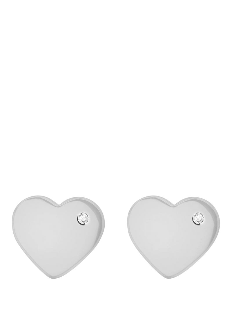 IBB heart stud earrings sterling silver cubic zirconia, UK version