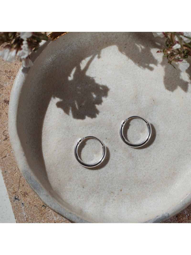 IBB sterling silver large hoop earrings 12mm - British product