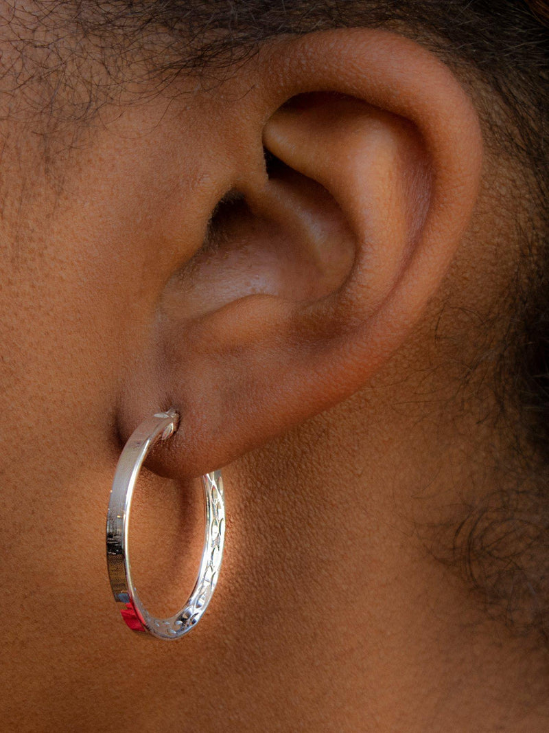 IBB sterling silver marquise hoop earrings 25mm (British brand)