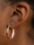 IBB sterling silver marquise hoop earrings 25mm (British brand)