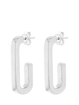 John Lewis IBB Sterling Silver Rectangular Half Hoop Earrings- Buy online at McGrocer