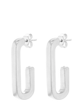 IBB sterling silver rectangular half hoop earrings 25mm, imported from the UK