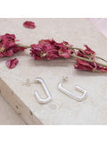 IBB sterling silver rectangular half hoop earrings 25mm, imported from the UK