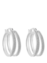 John Lewis IBB Sterling Silver Stardust Double Hoop Earrings- Buy online at McGrocer