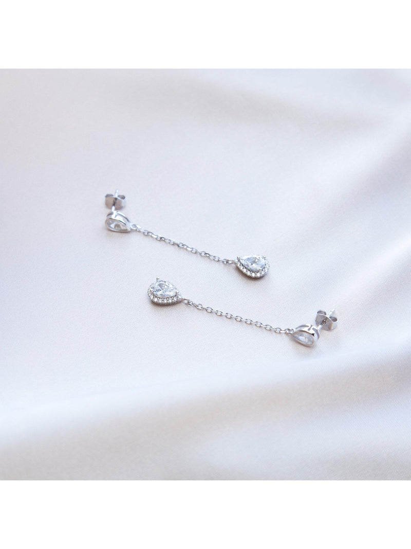 IBB cubic zirconia teardrop earrings 50mm, UK version